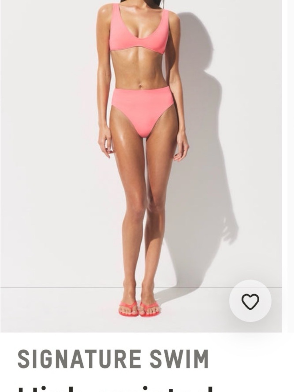SKIMS Coral Pink Scoop Bikini Top with High-Rise Bottoms